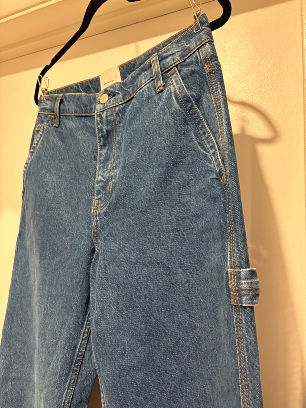 Reformation Diego Mid-Rise Baggy Utility Jeans Medium Wash Trendy - Picture 5 of 14